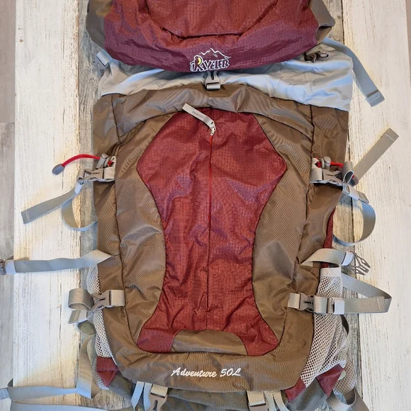 Adventure 50L Backpack - Brown and Red - Picture 1 of 3
